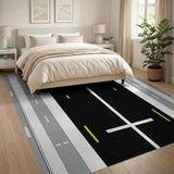 Airport Runway Airplane Geometric Area Rug