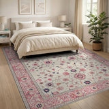 Pink Cream Pink Floral Persian Area Rug