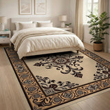 Ornate Beige and Neutral Ornate Beige Persian Medallion Area Rug
