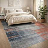 Distressed Grey Rust Abstract Area Rug