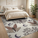 Mystical Moth Moon Boho Area Rug