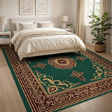 Green Emerald Medallion Persian Area Rug