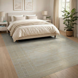 Beige and Neutral Beige Geometric Trellis Lattice Area Rug