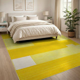Vibrant Yellow Geometric Stripe Area Rug