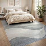 Wavy Abstract Neutral Area Rug in Beige Grey