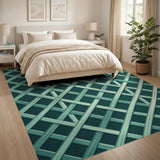 Teal Woven Lattice Area Rug