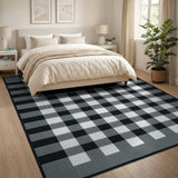 Geometric Modern Black White Checkered Area Rug