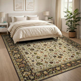Ivory Persian Floral Vine Area Rug