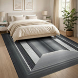 Geometric Modern Black White Geometric Tunnel Illusion Area Rug