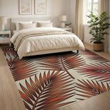 Orange Burnt Orange Palm Frond Area Rug