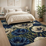 Navy Ivory Poppy Floral Area Rug