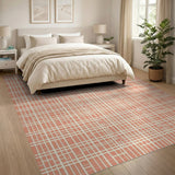 Orange Orange Grid Geometric Area Rug