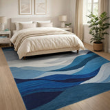 Blue and Teal Abstract Blue Waves Area Rug
