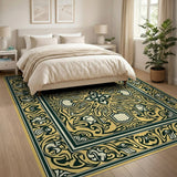 Ornate Gold Medallion Persian Traditional Persian Area Rug