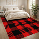 Red Rustic Farmhouse Bold Red Black Buffalo Plaid Area Rug