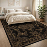 Gold Butterfly Floral Vintage Area Rug