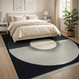 Black White Geometric Eclipse Area Rug