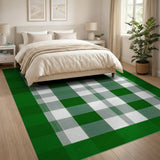 Green Green White Gingham Check Area Rug