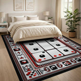 Geometric Modern Bold Red Black Geometric Grid Area Rug