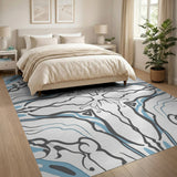 Abstract Blue Teal Swirl Area Rug