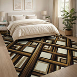 Brown Tan Crisscross Lattice Area Rug