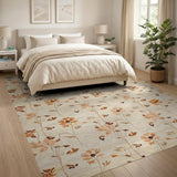 Beige Scattered Floral Area Rug