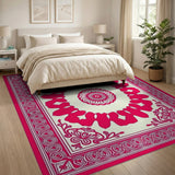 Traditional Persian Pink Vibrant Pink Persian Medallion Area Rug