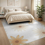 Cream Daisy Floral Area Rug