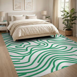 Organic Green Wave Abstract Area Rug