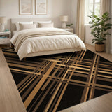 Bold Geometric Brown Tan Stripe Area Rug