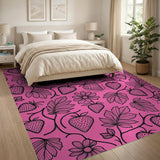 Playful Pink Strawberry Fruit Pattern Area Rug