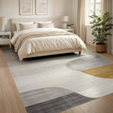 Abstract Wavy Beige Area Rug