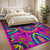 Boho Chic Multi-color and Patterns Vibrant Pink Mandala Boho Area Rug