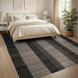 Modern Black White Vertical Stripe Area Rug