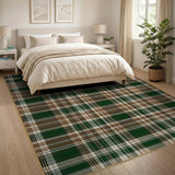 Green Brown Plaid Check Area Rug