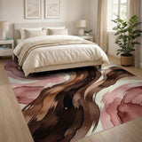 Swirling Abstract Brown and Pink Area Rug