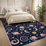 Dreamy Pink Cosmic Swirls Planets Area Rug