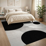 Black White Overlapping Circles Area Rug