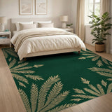 Gold Fern Border Emerald Area Rug
