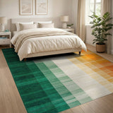 Ombre Green to Orange Vertical Stripe Area Rug