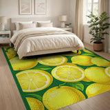 Yellow Zesty Lemon Slices Fruit Pattern Area Rug