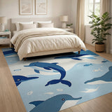 Playful Cartoon Dolphins Ocean Kids Rug