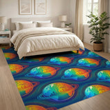 Cosmic Planet Cityscape Area Rug