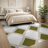 Sage Green Diamond Geometric Area Rug