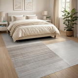 Modern Beige Neutral Striped Block Area Rug
