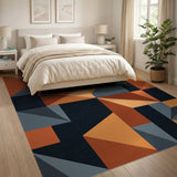 Modern Geometric Orange and Grey Area Rug