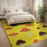 Whimsical Yellow Mushroom Pattern Area Rug