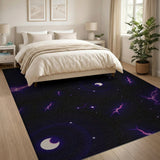 Purple Cosmic Lightning Night Sky Area Rug