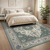 Blue and Teal Medallion Persian Area Rug