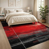 Geometric Modern Bold Red Geometric Grid Area Rug